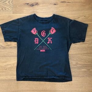 DGK Black Tee with Red Rose Graphic Child L